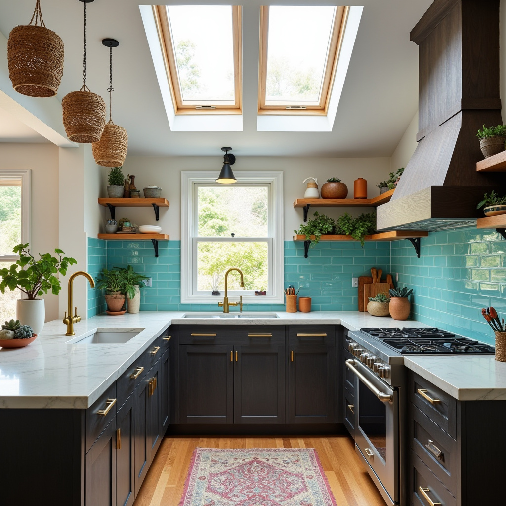 boho kitchen dark wood cabinets 11