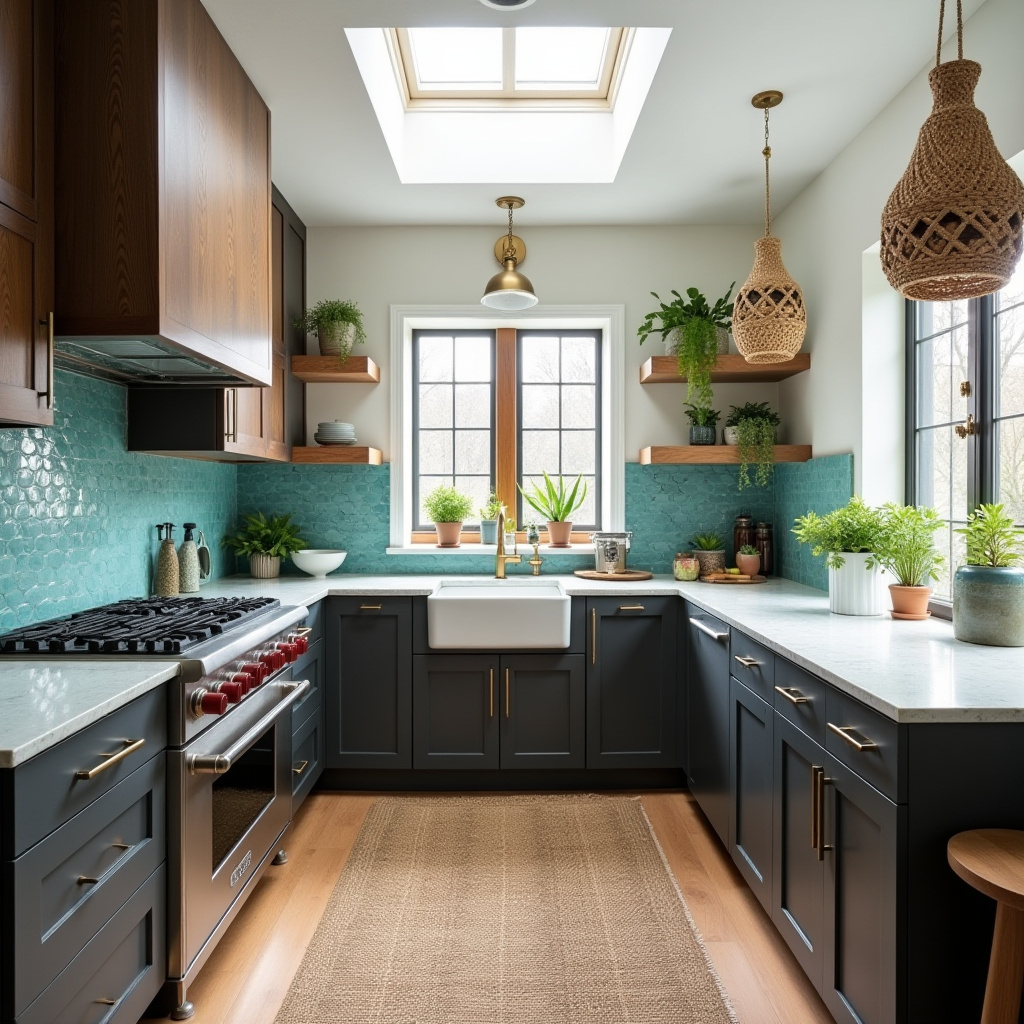 boho kitchen dark wood cabinets 12