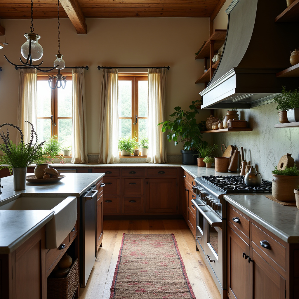 boho kitchen dark wood cabinets 16