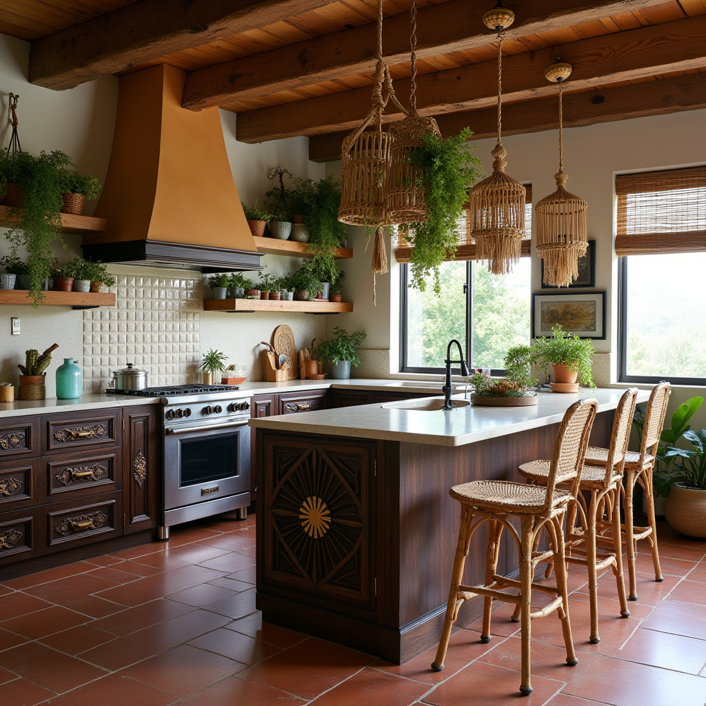 boho kitchen dark wood cabinets 2