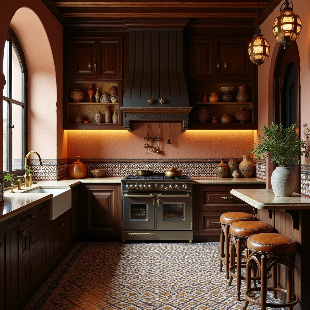 boho kitchen dark wood cabinets 20