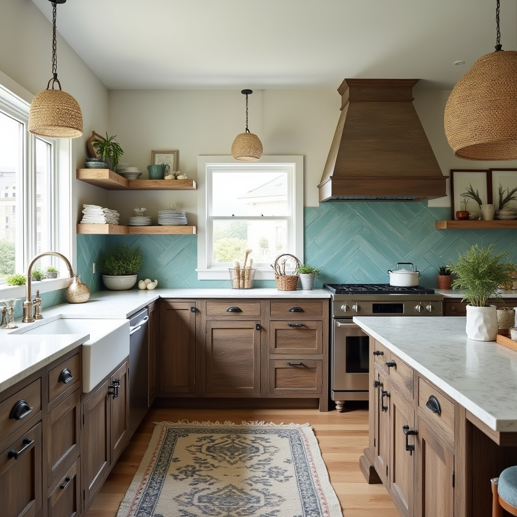 boho kitchen dark wood cabinets 21