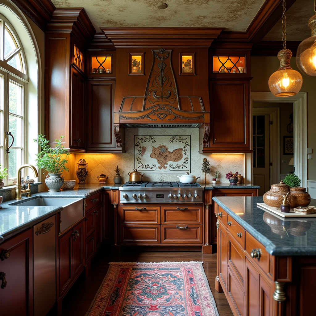 boho kitchen dark wood cabinets 23