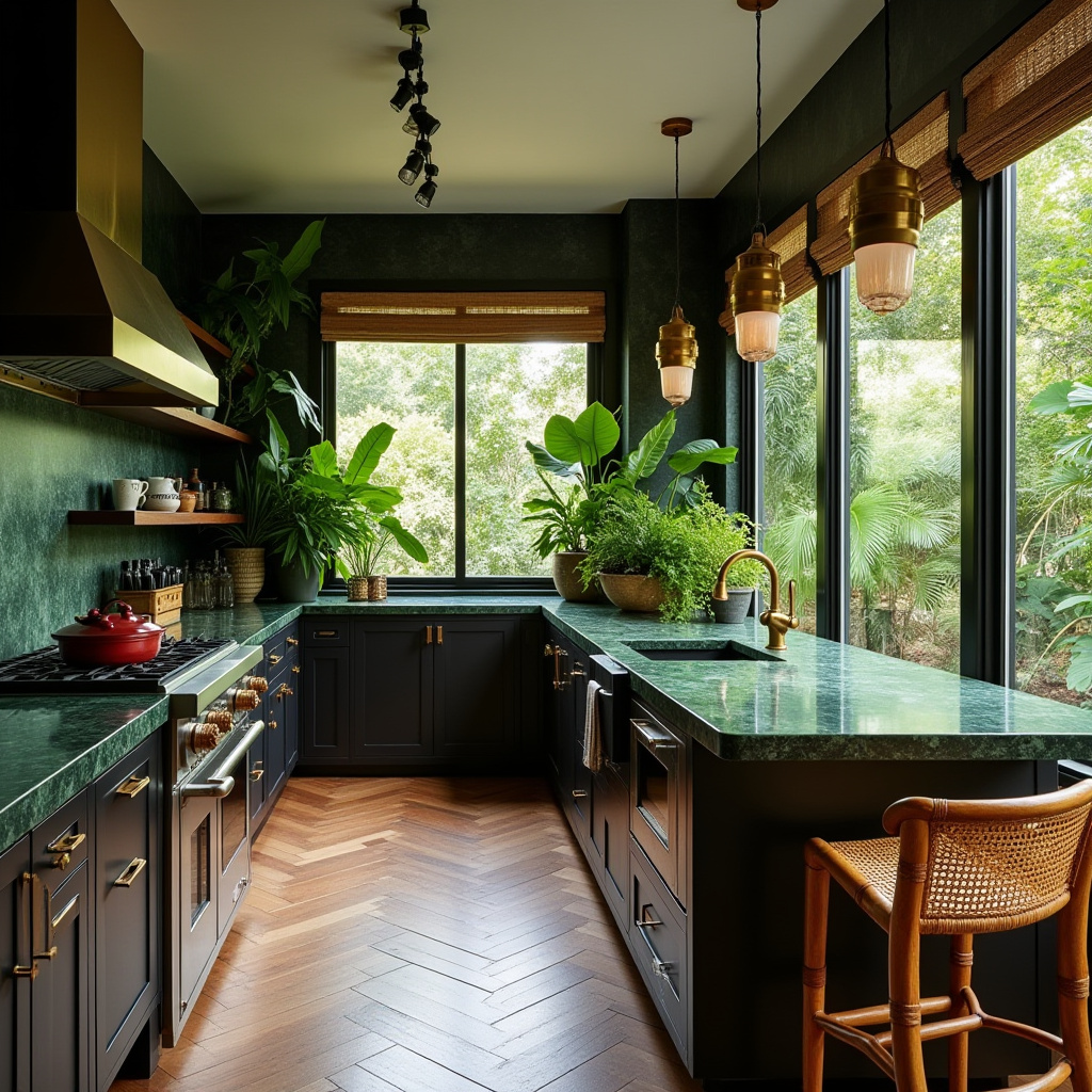 boho kitchen dark wood cabinets 30