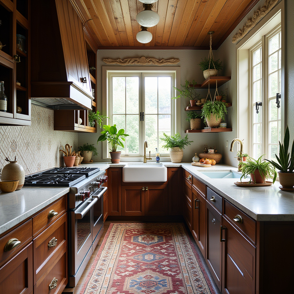 boho kitchen dark wood cabinets 31