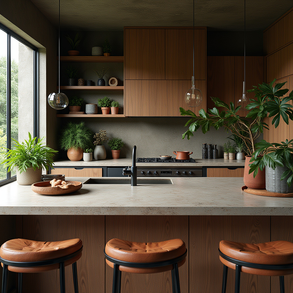 boho kitchen dark wood cabinets 33