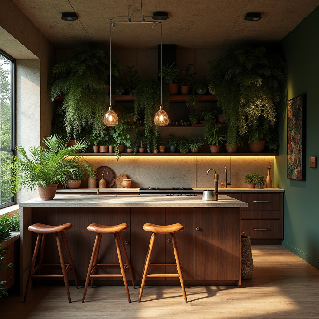 boho kitchen dark wood cabinets 34