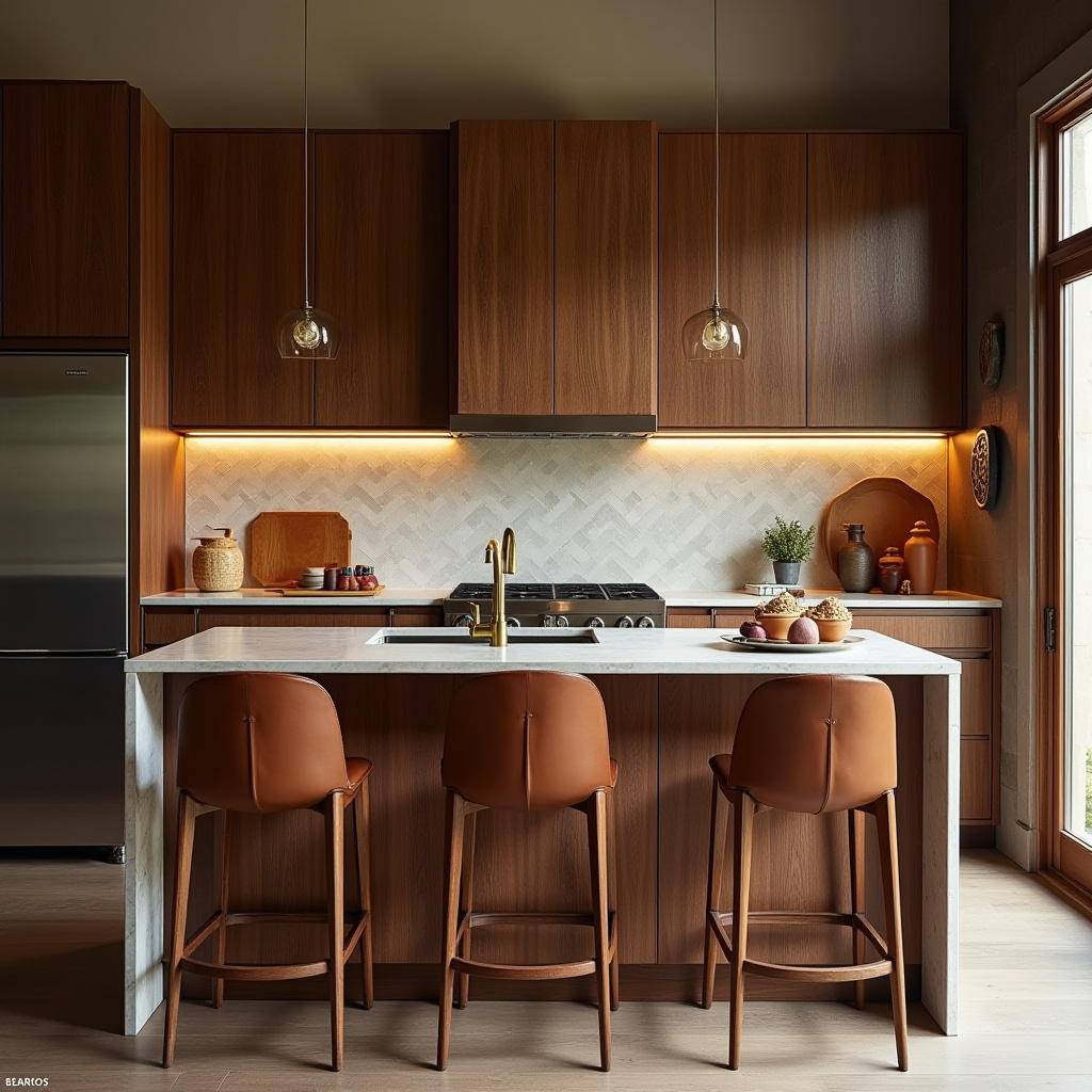 boho kitchen dark wood cabinets 35