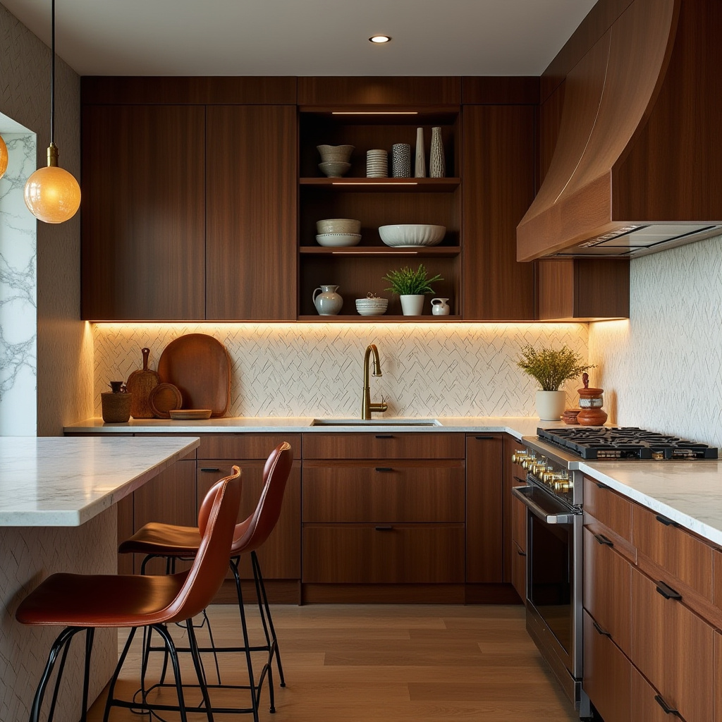 boho kitchen dark wood cabinets 36