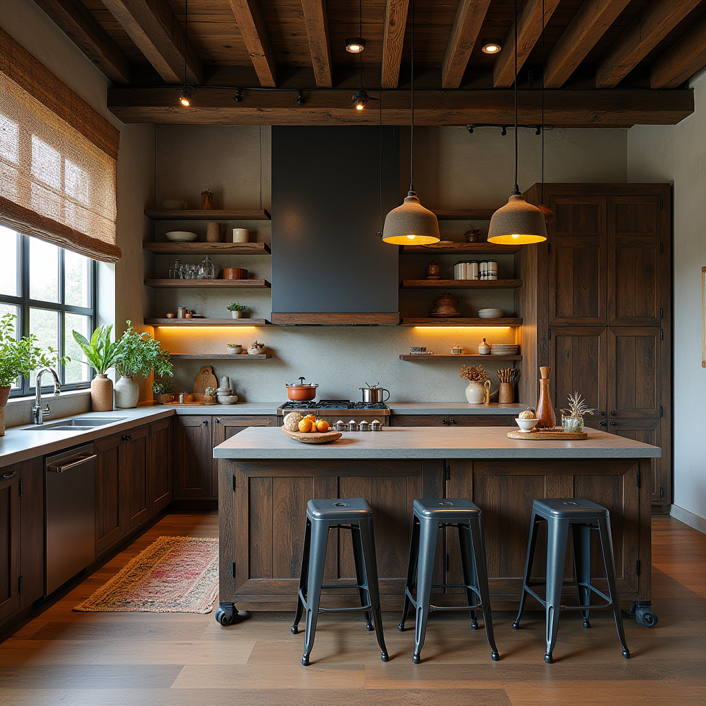 boho kitchen dark wood cabinets 37