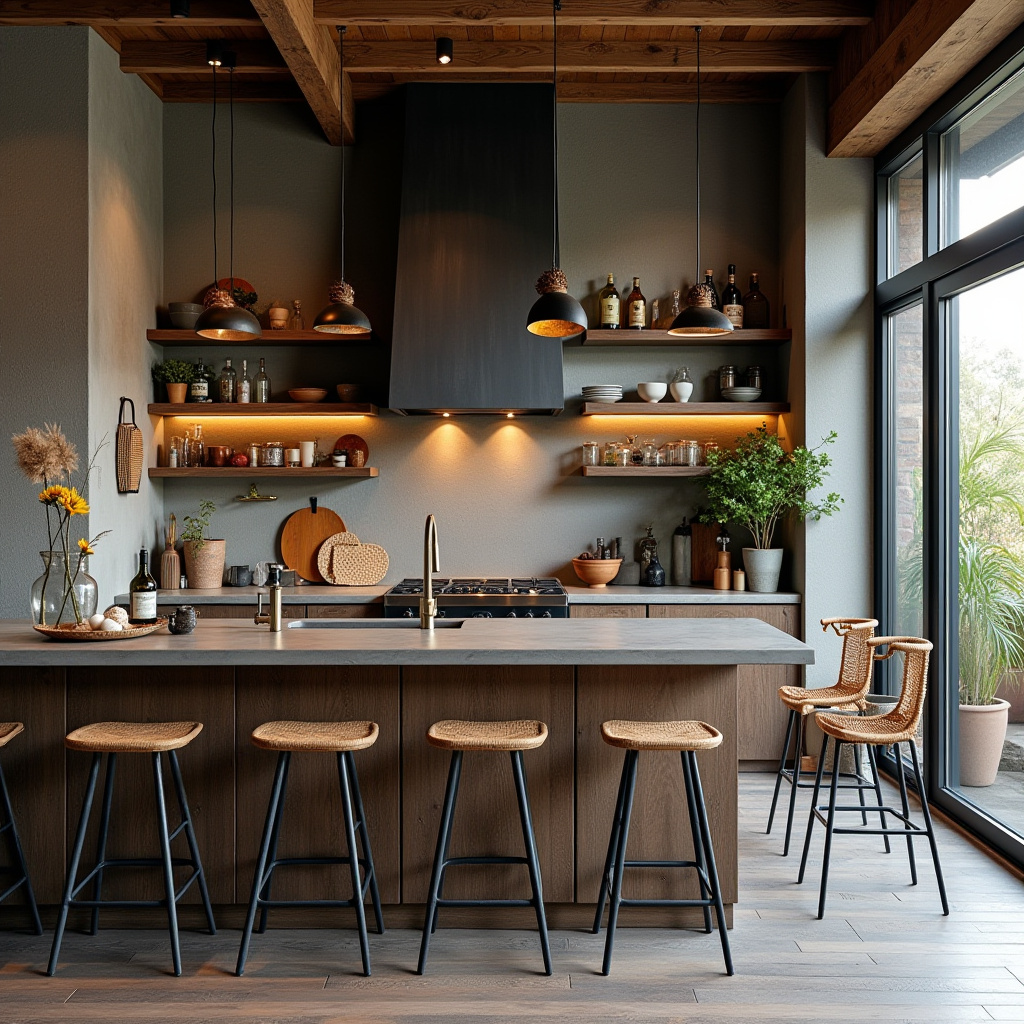 boho kitchen dark wood cabinets 38