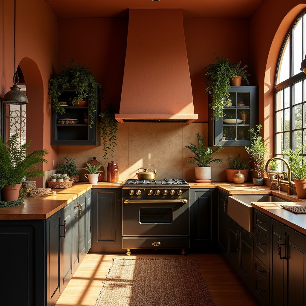 boho kitchen dark wood cabinets 5