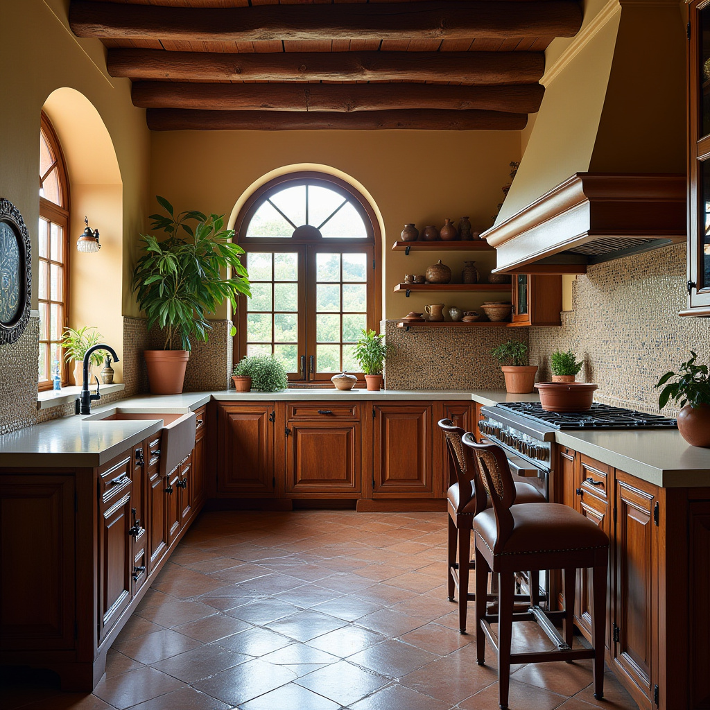 boho kitchen dark wood cabinets 7
