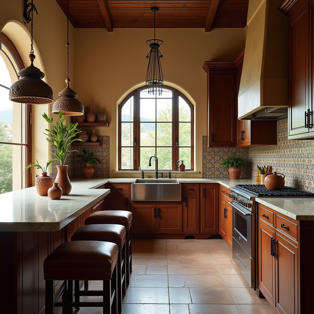 boho kitchen dark wood cabinets 8