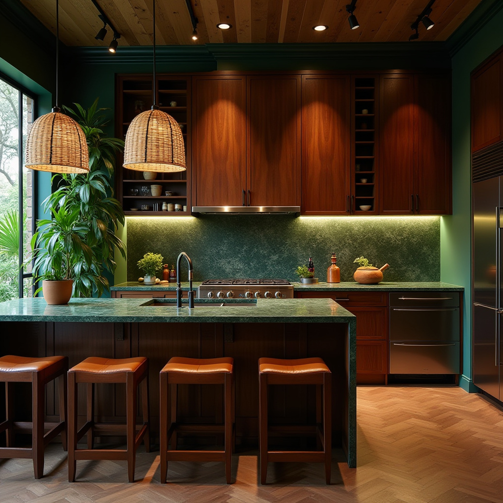 boho kitchen dark wood cabinets 9