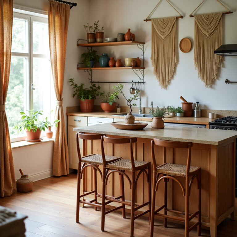 boho kitchen island decor 1