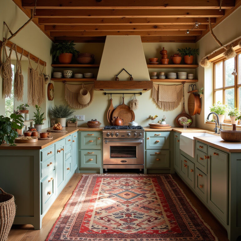 boho kitchen rug ideas 1