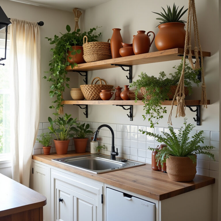 boho kitchen shelves 1