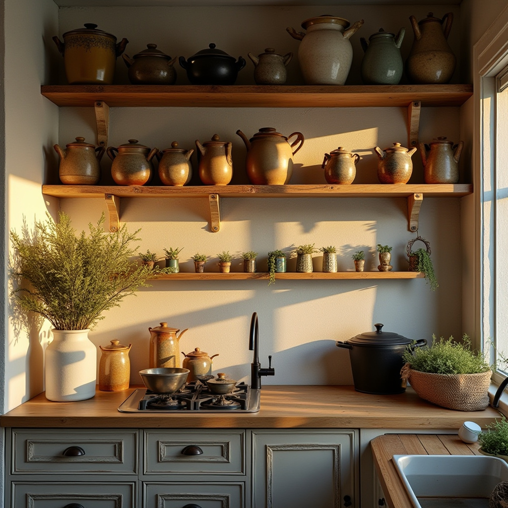 boho kitchen shelves 14