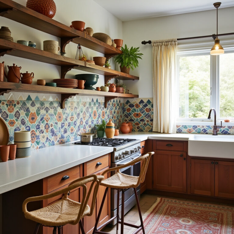 boho kitchen tile backsplash 1