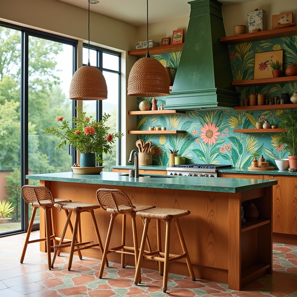 boho kitchen tile backsplash 12