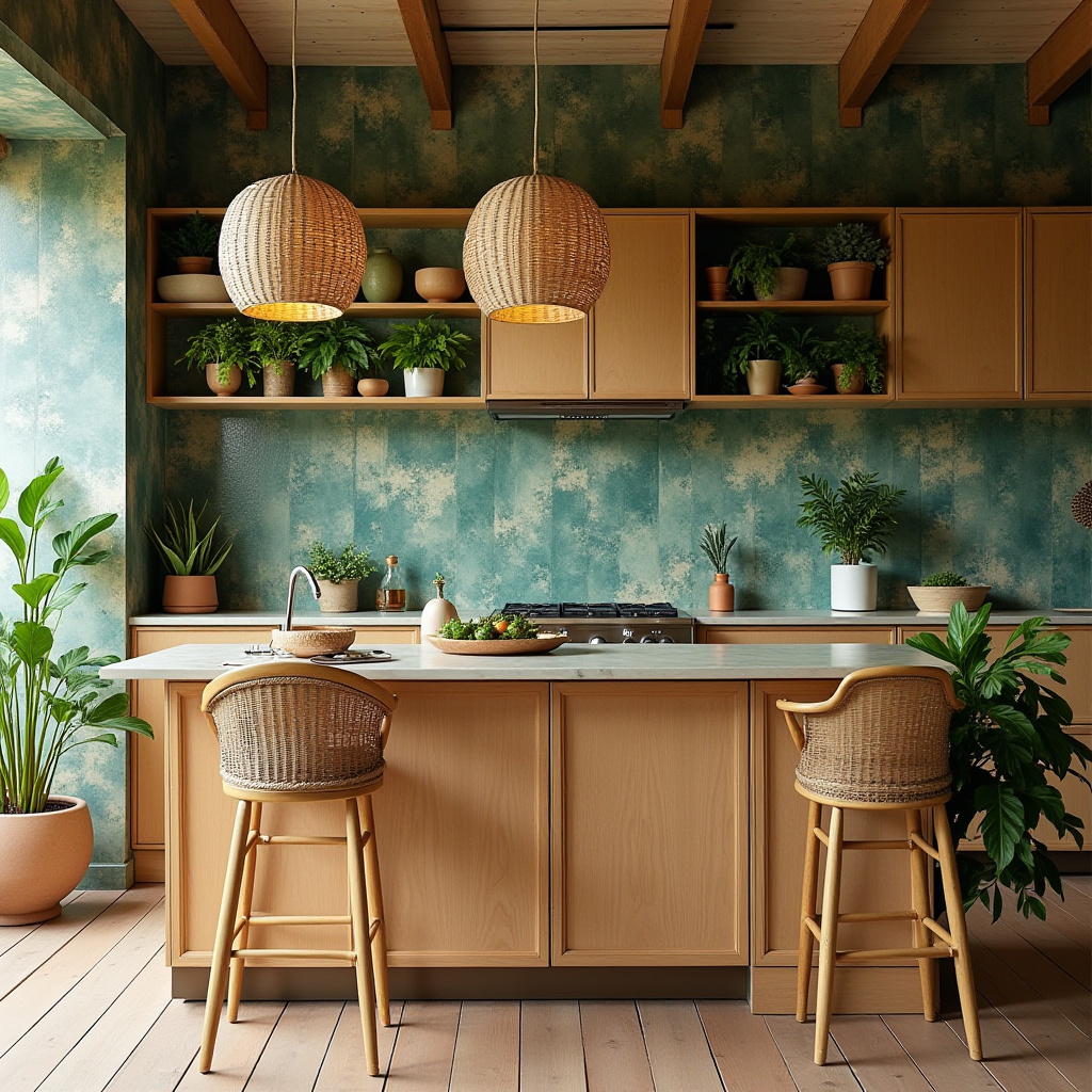 boho kitchen tile backsplash 33