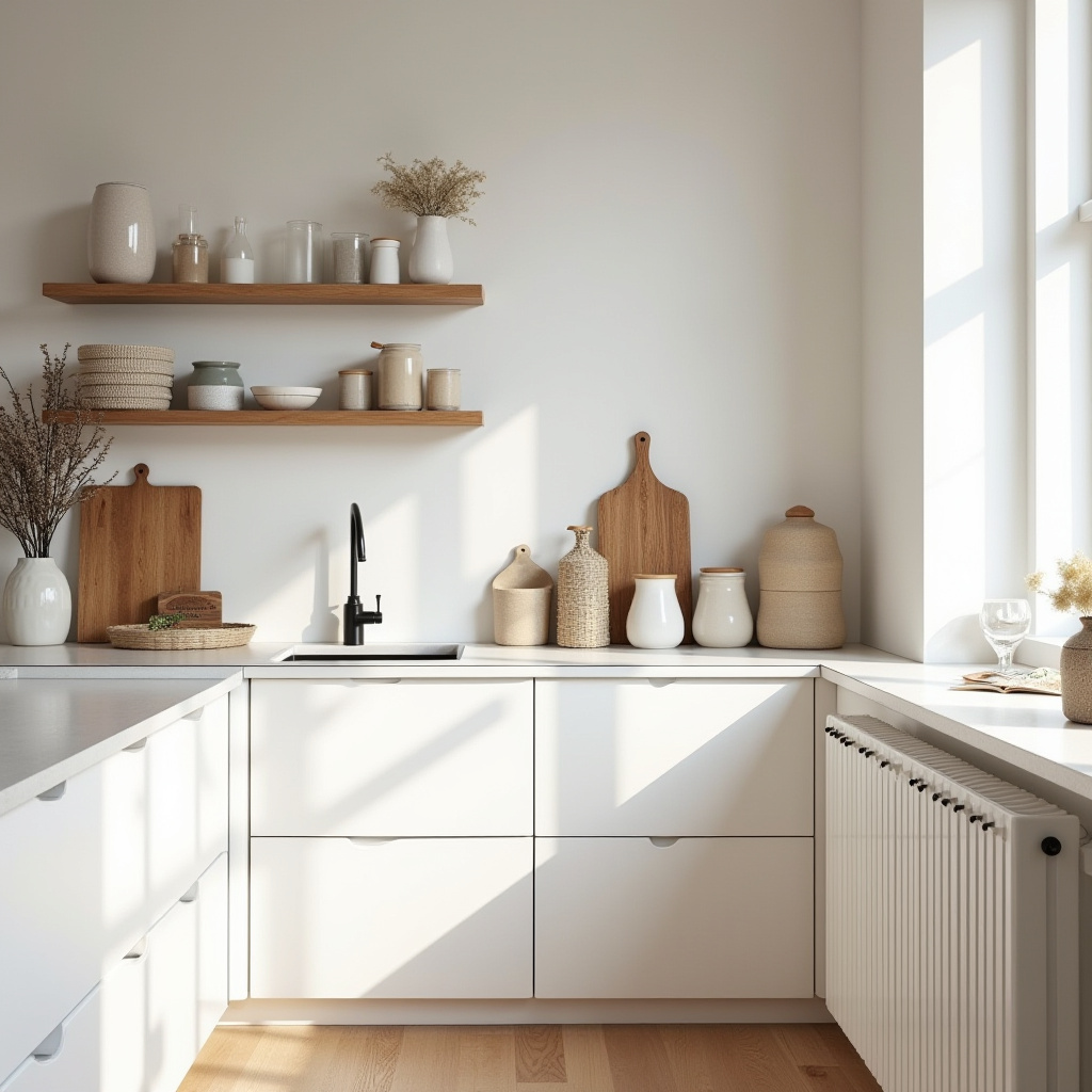 boho kitchen white cabinets 16