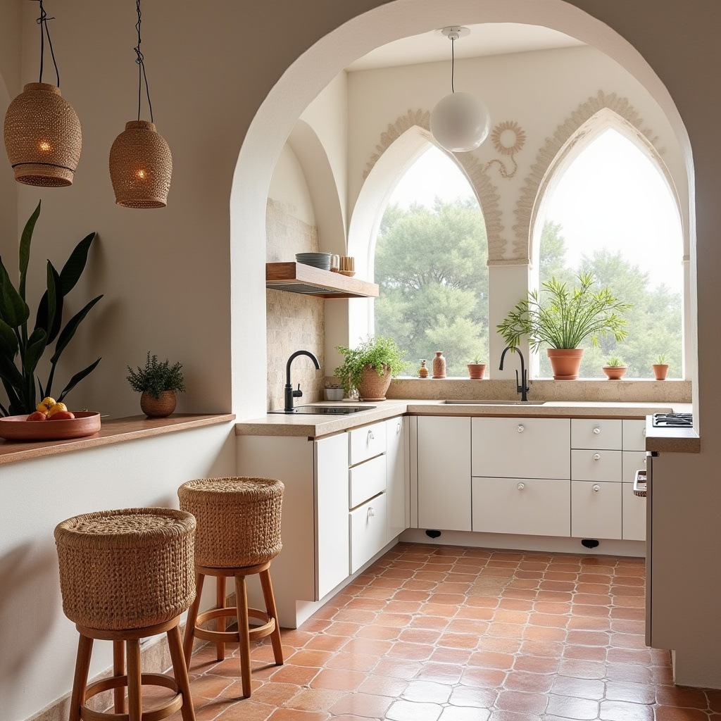 boho kitchen white cabinets 35