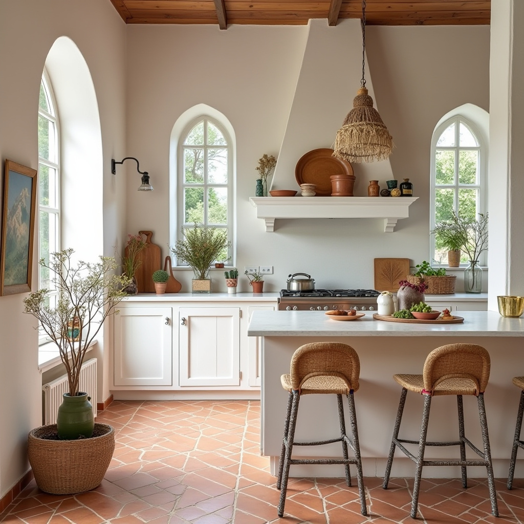 boho kitchen white cabinets 36