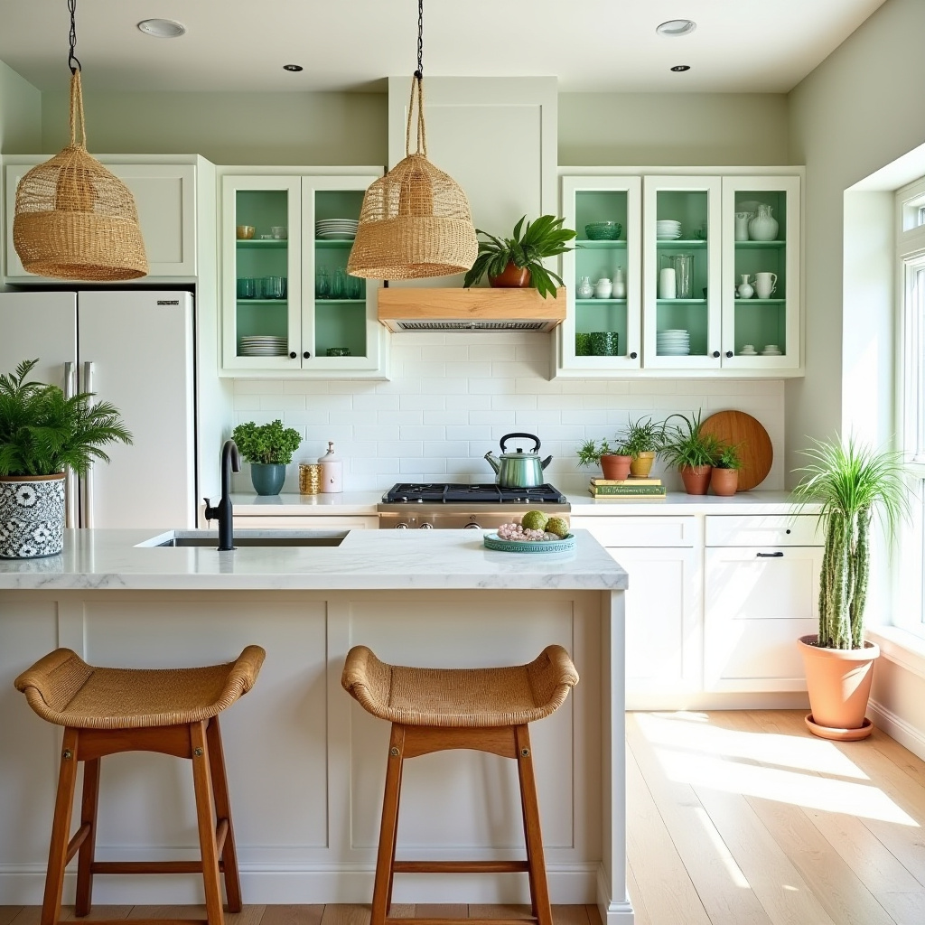 boho kitchen white cabinets 38