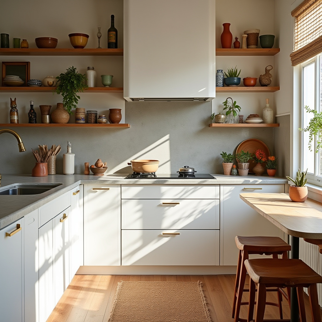 boho kitchen white cabinets 6