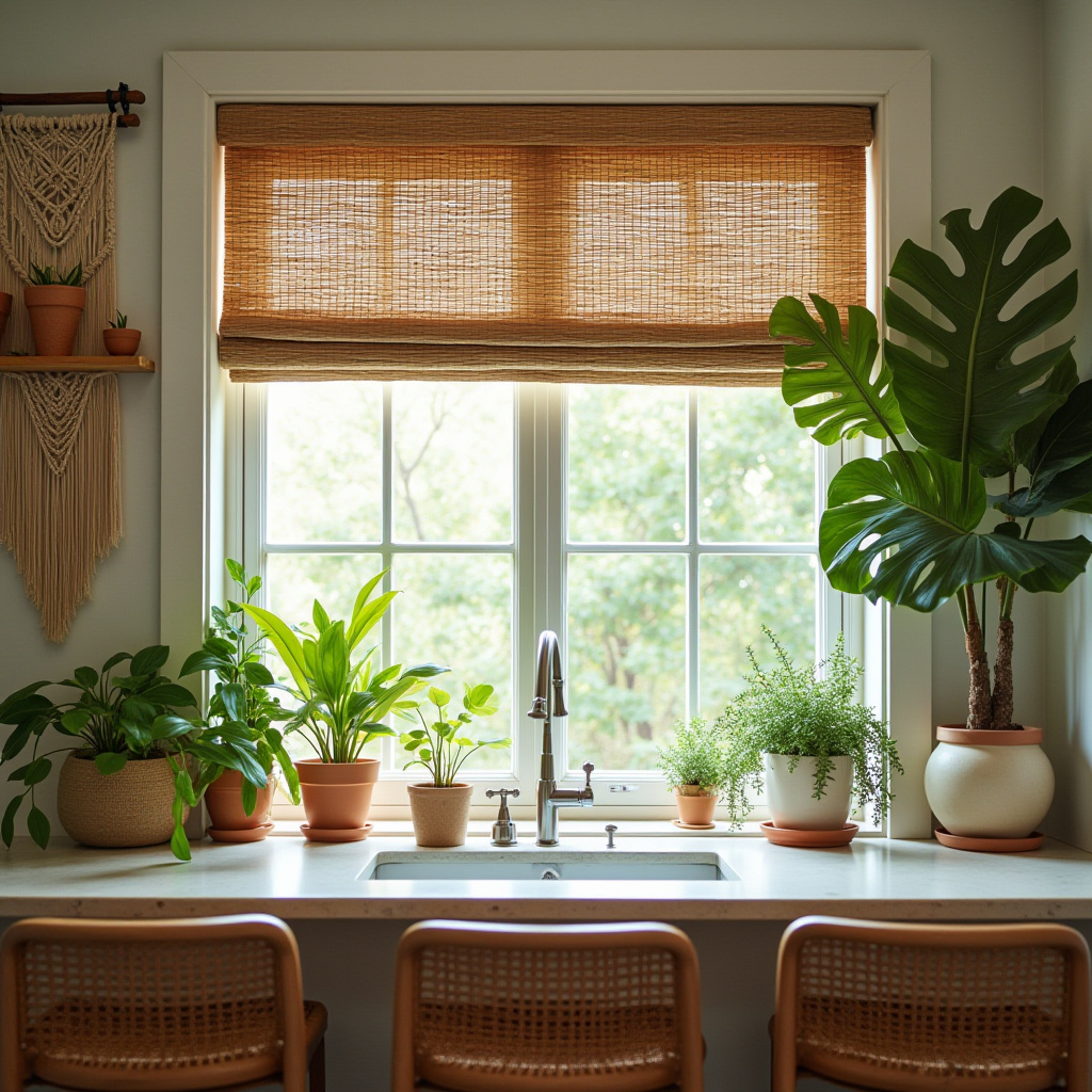 boho kitchen window treatments 17