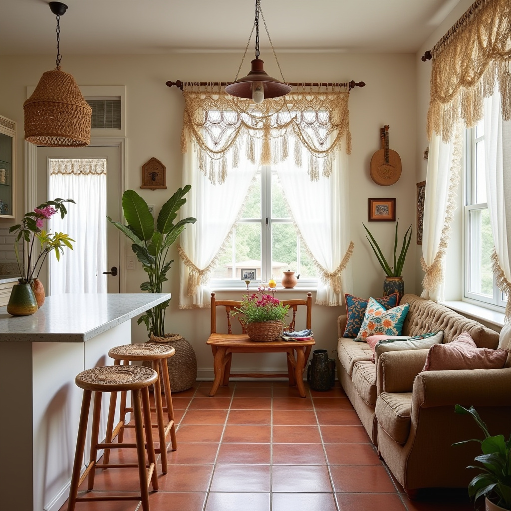 boho kitchen window treatments 2