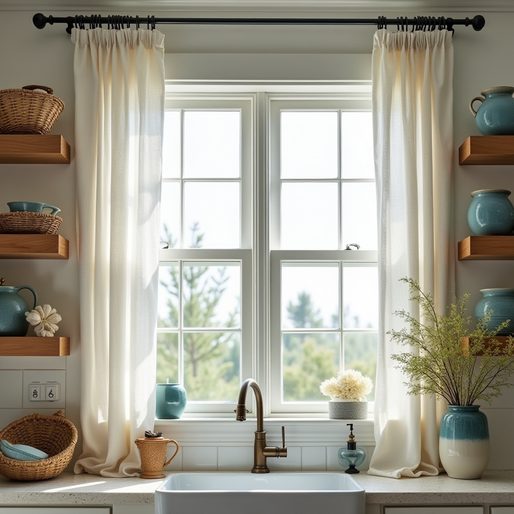 boho kitchen window treatments 21
