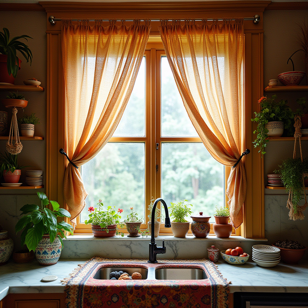 boho kitchen window treatments 24