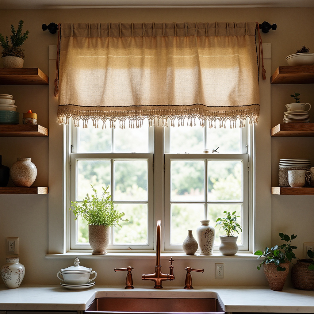 boho kitchen window treatments 7