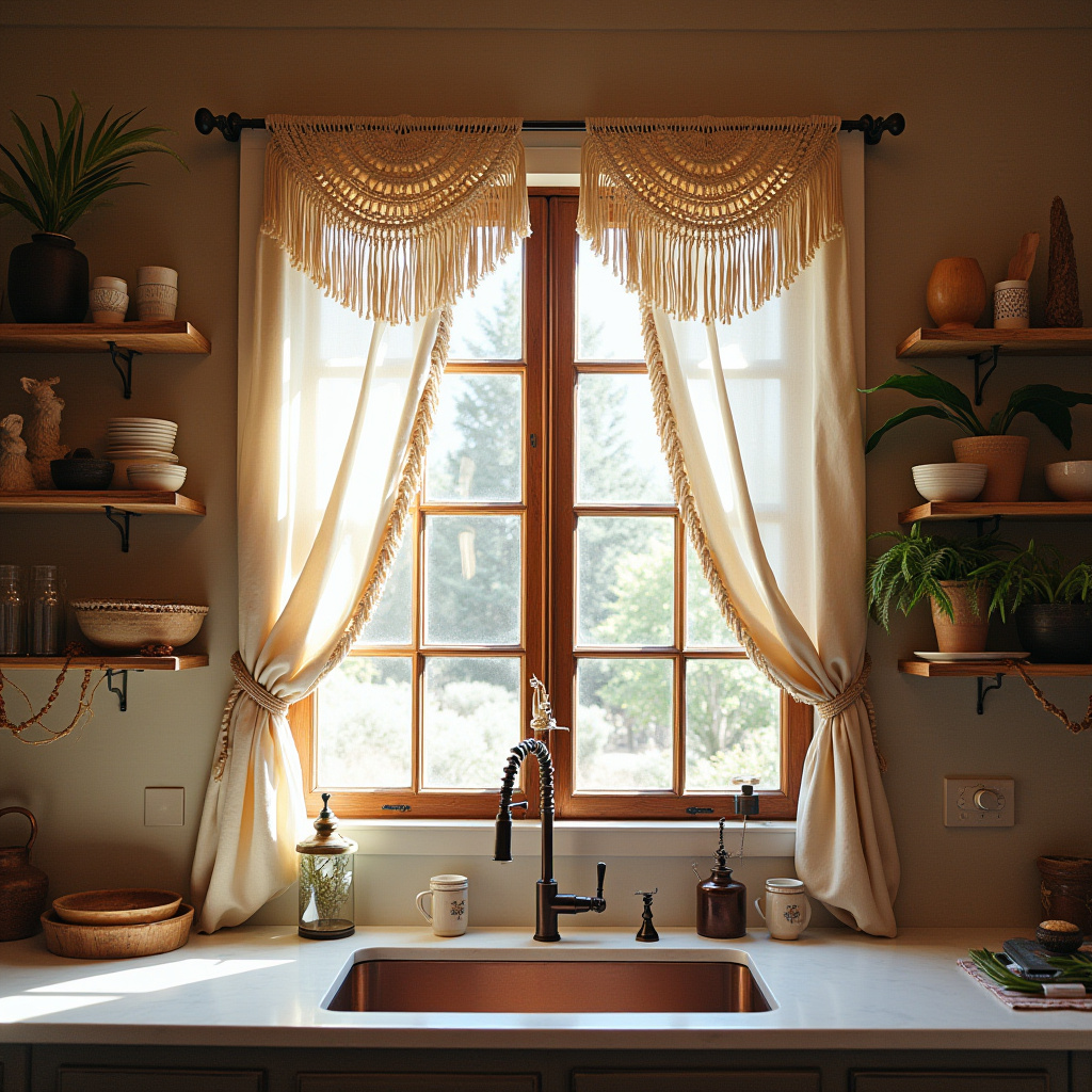 boho kitchen window treatments 8