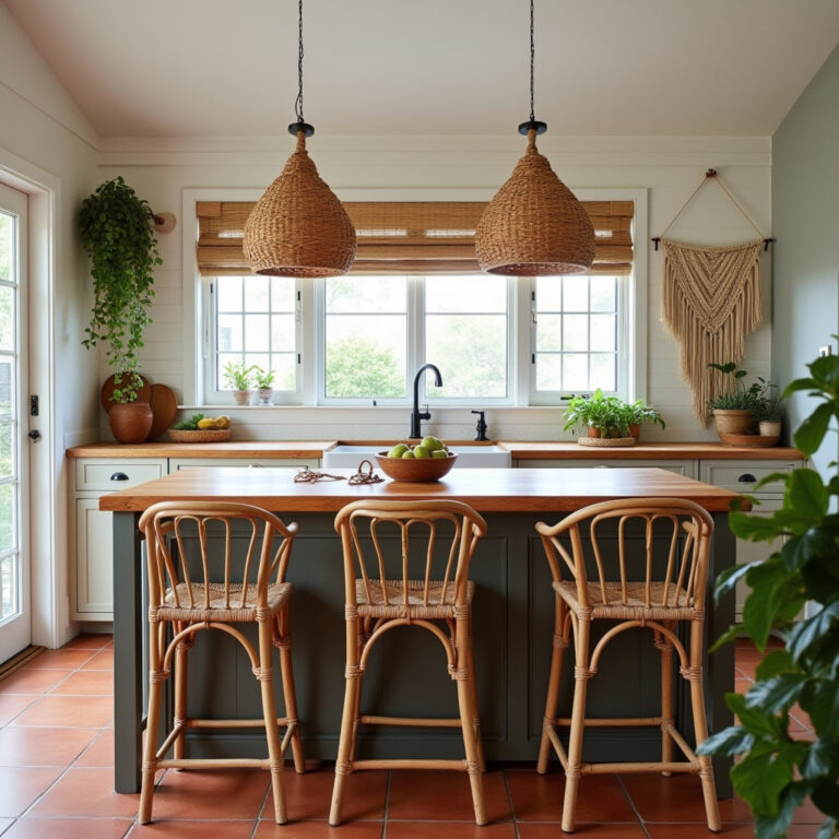 boho kitchen with island 1
