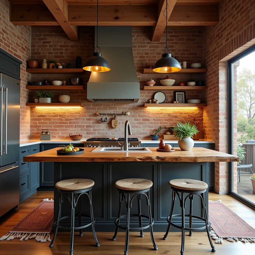 boho kitchen with island 10