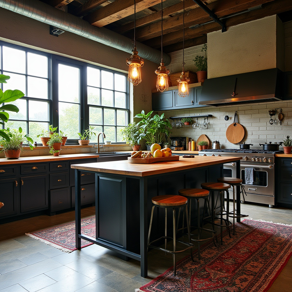 boho kitchen with island 12