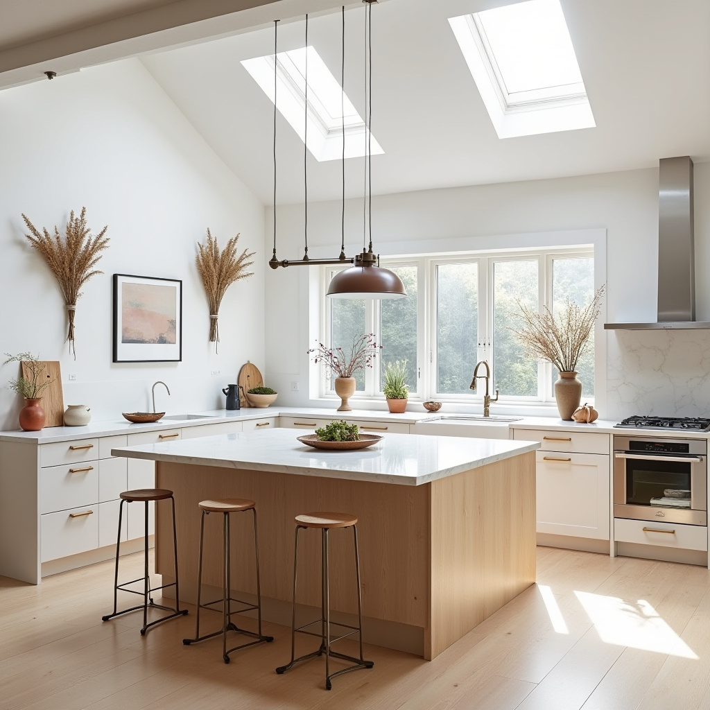 boho kitchen with island 14