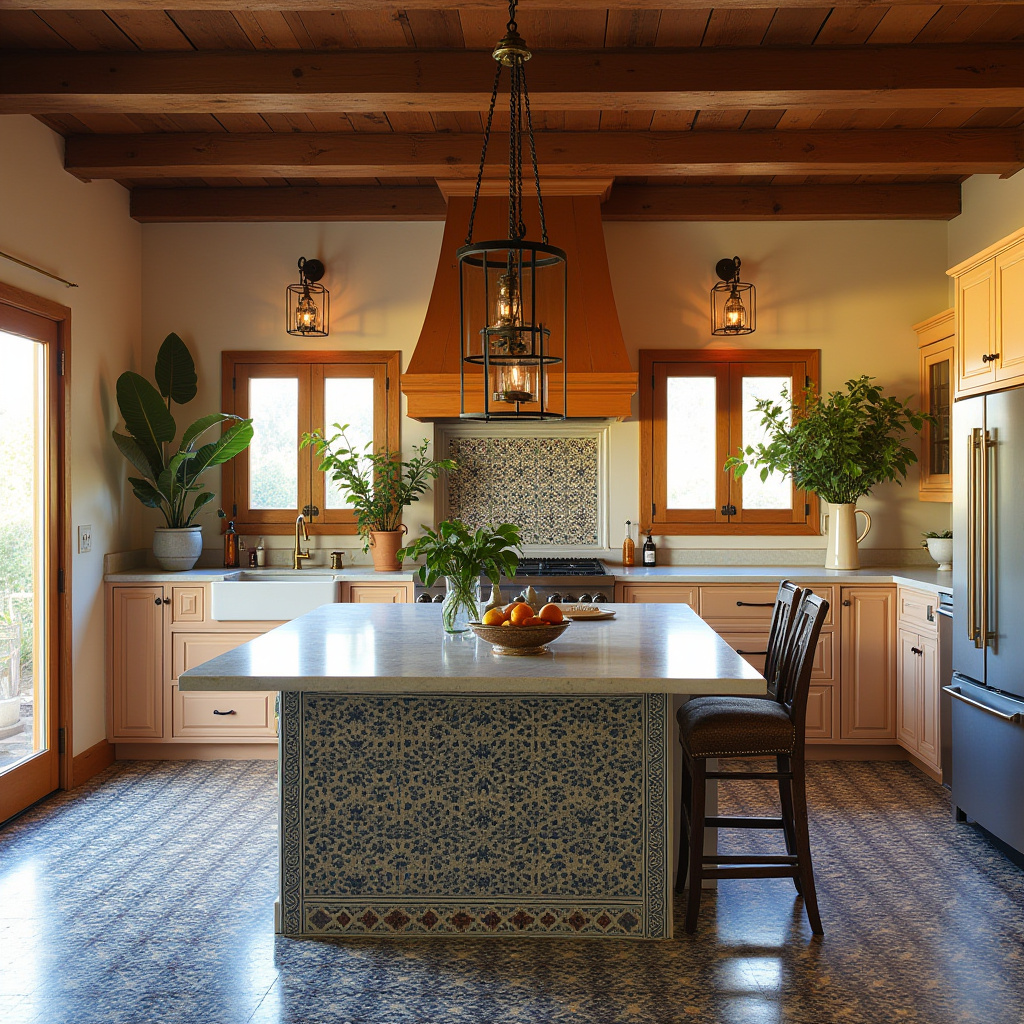 boho kitchen with island 15