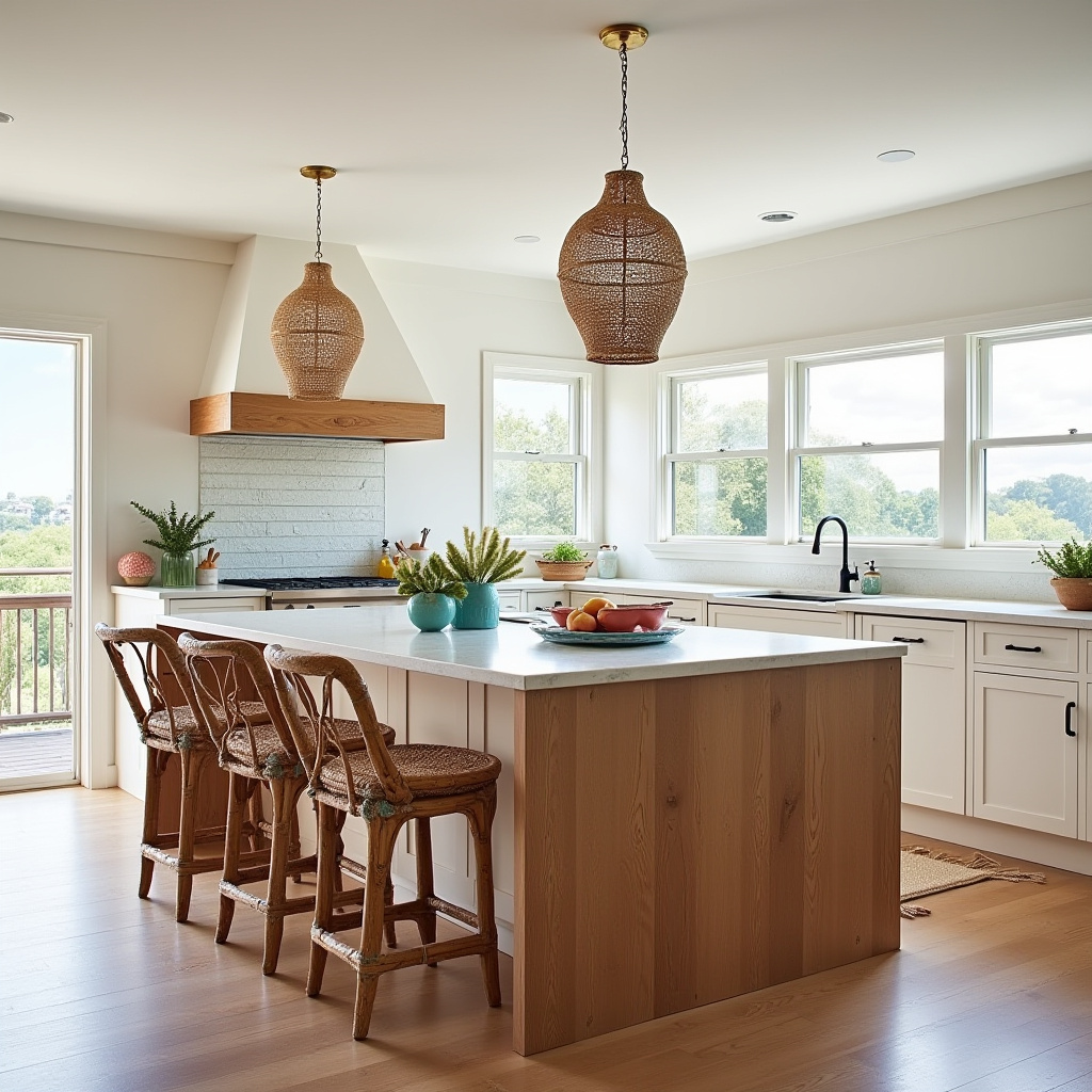boho kitchen with island 18