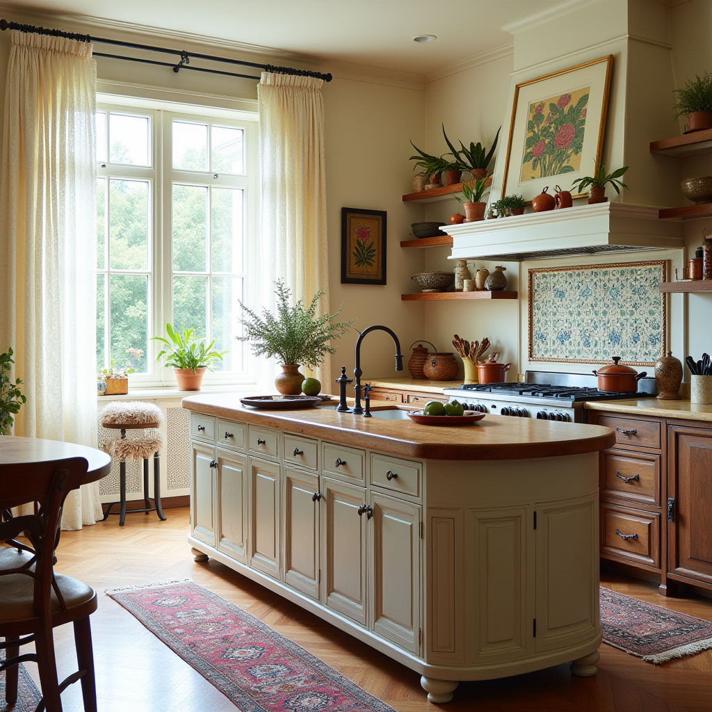 boho kitchen with island 19