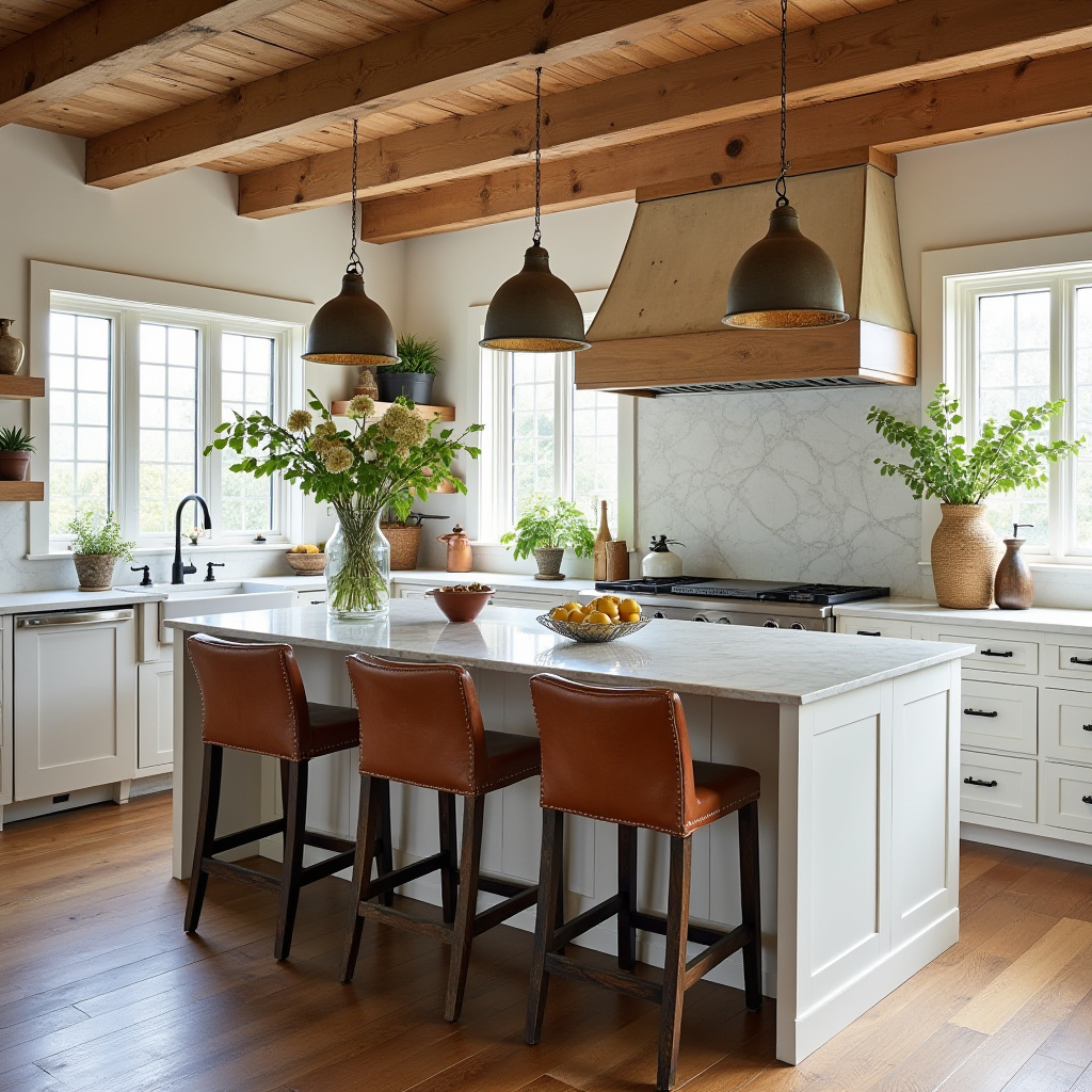 boho kitchen with island 24