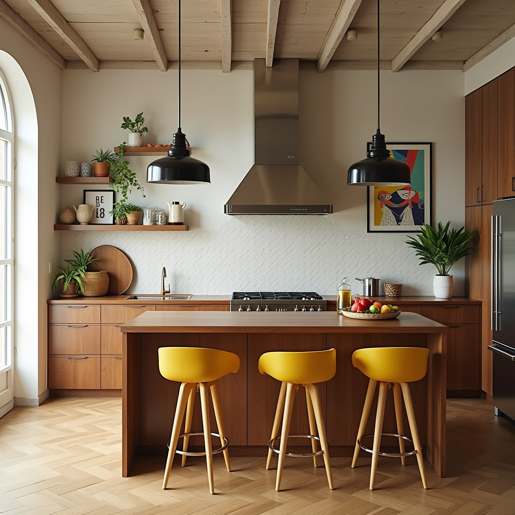 boho kitchen with island 26