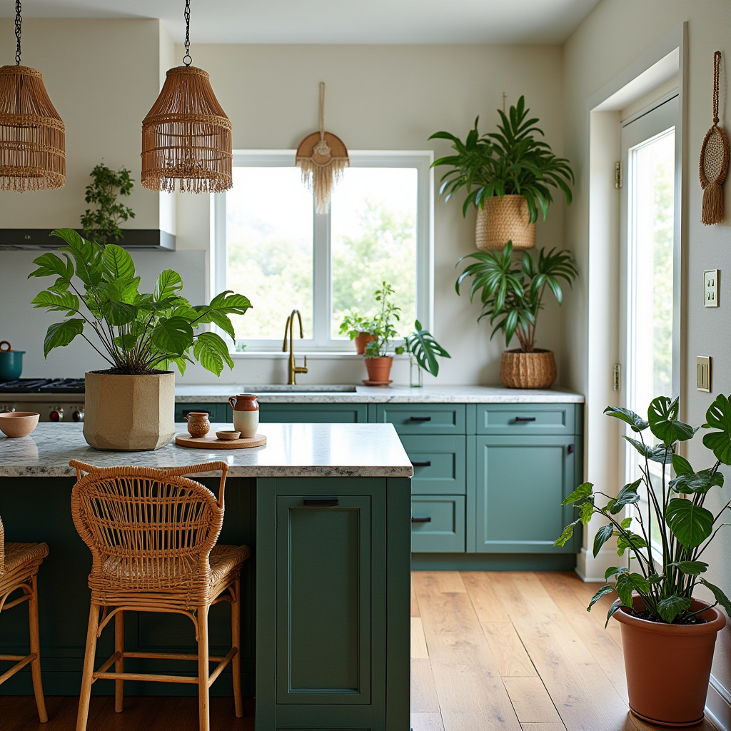 boho kitchen with island 27