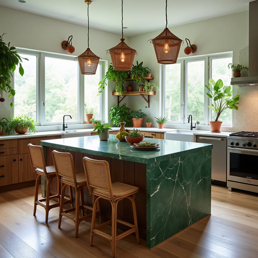 boho kitchen with island 28