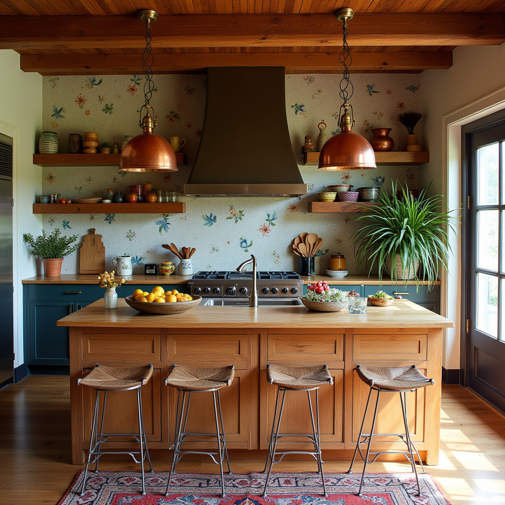boho kitchen with island 3