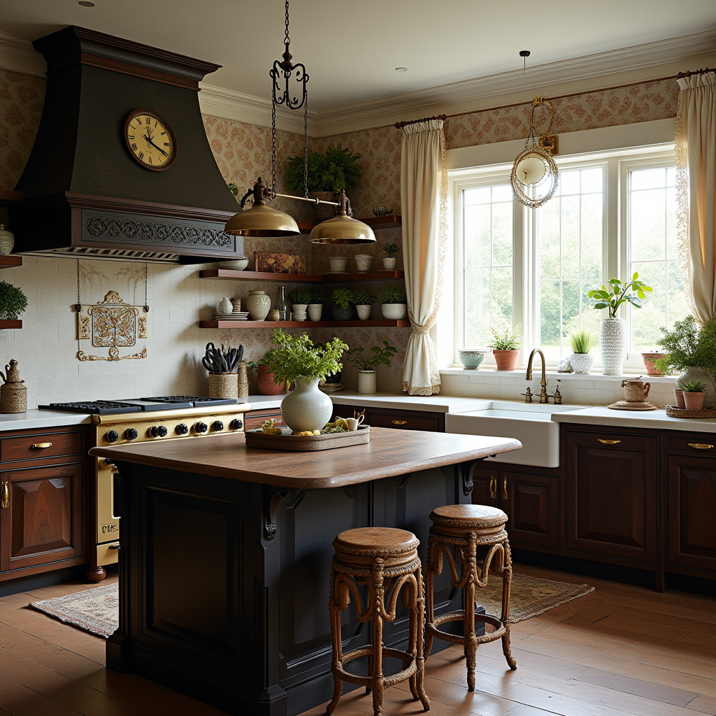 boho kitchen with island 33